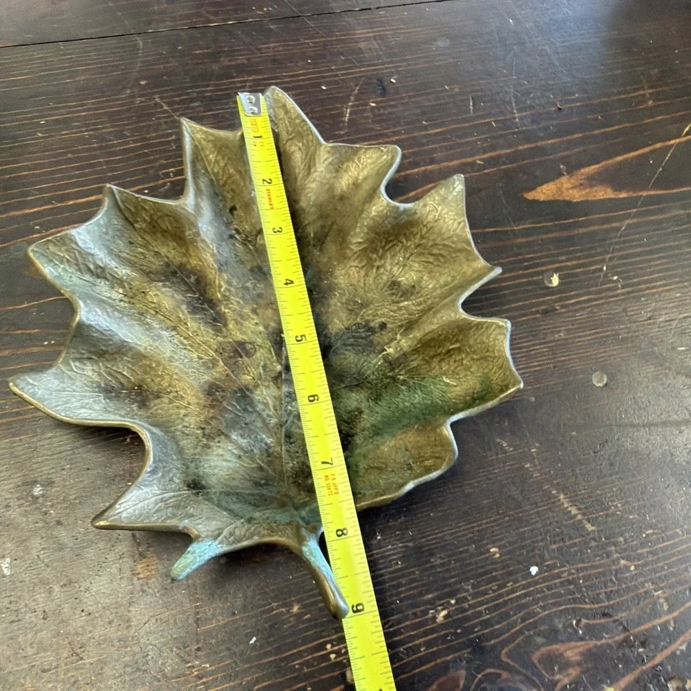 Vintage ORIGINAL by CAMBRON Heavy Solid Brass MAPLE LEAF DISH 410